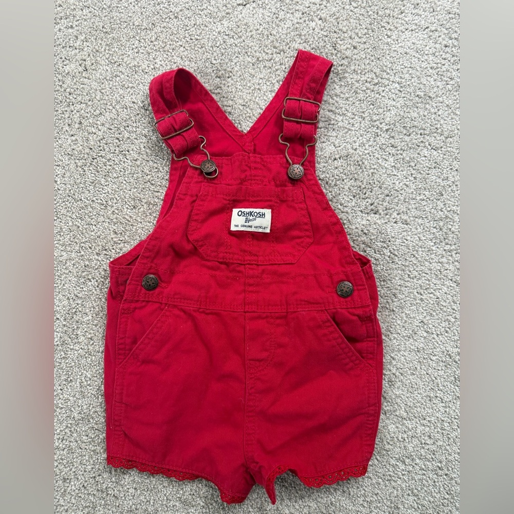 OshKosh B'gosh Bright Red Girls Short Overalls